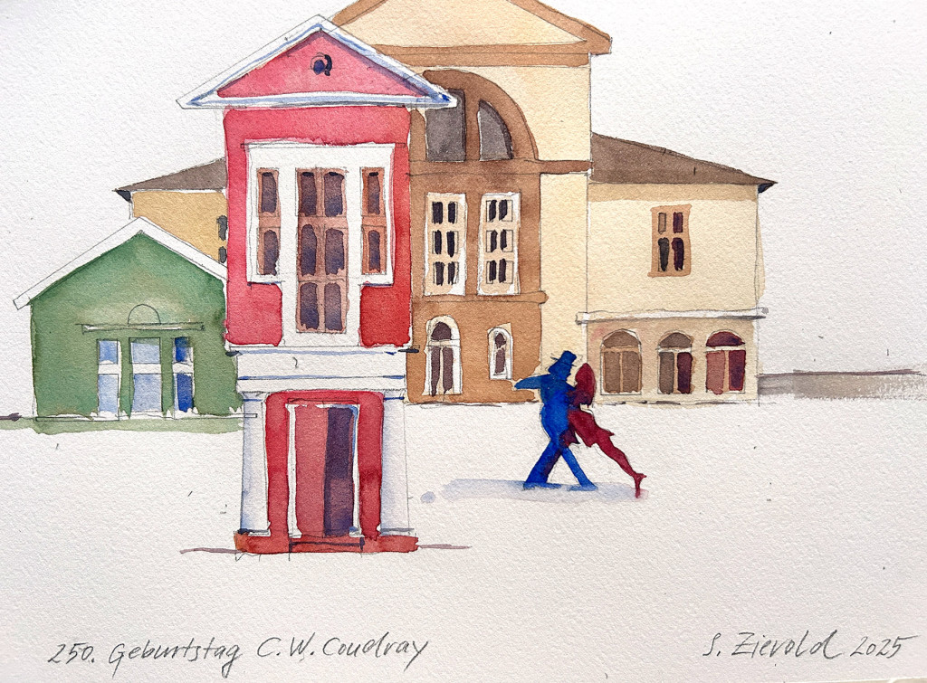 Stadtlandschaften - Coudrays Baukasten, Aquarell von Dr. Sabine Zierold